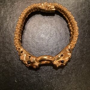Vintage CINER gold plated double panther caviar bracelet.